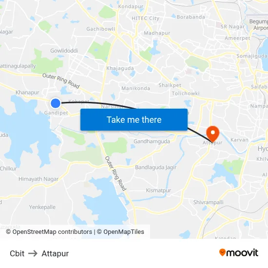 Cbit to Attapur map