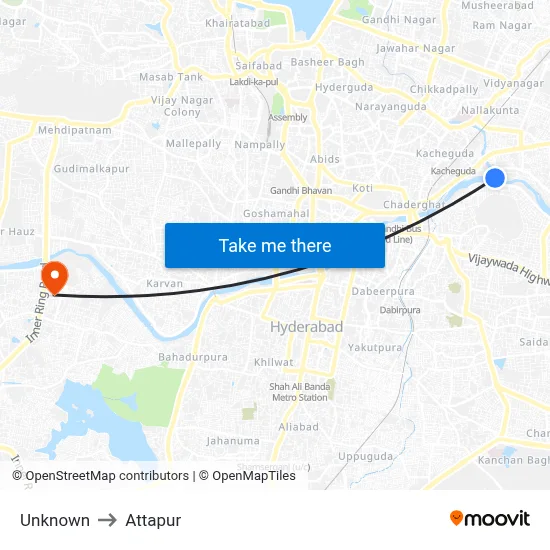 Unknown to Attapur map