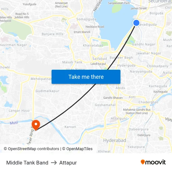 Middle Tank Band to Attapur map