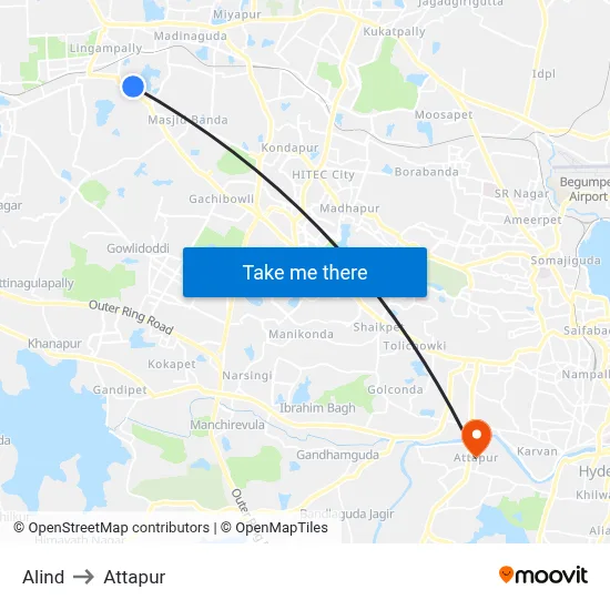 Alind to Attapur map