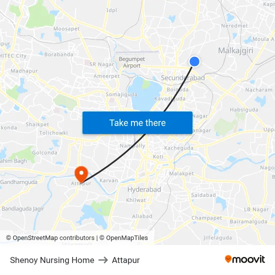 Shenoy Nursing Home to Attapur map