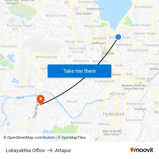 Lokayuktha Office to Attapur map