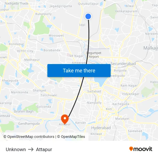 Unknown to Attapur map