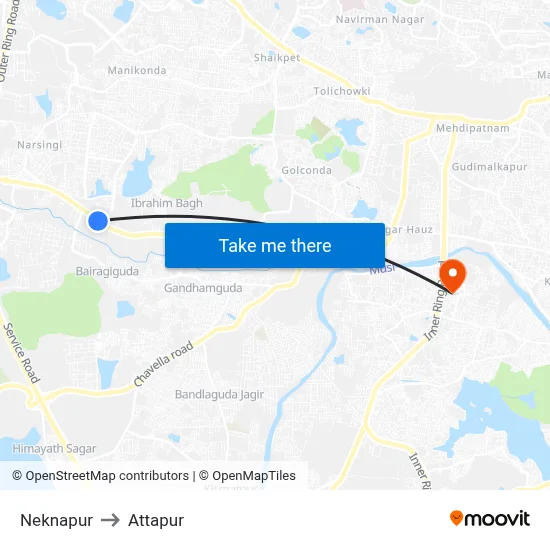 Neknapur to Attapur map
