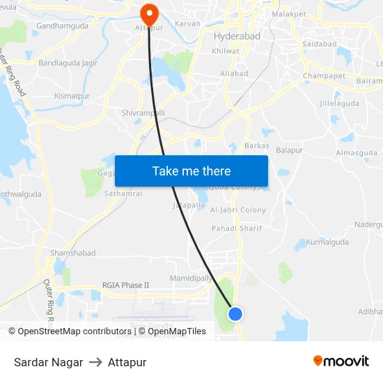 Sardar Nagar to Attapur map