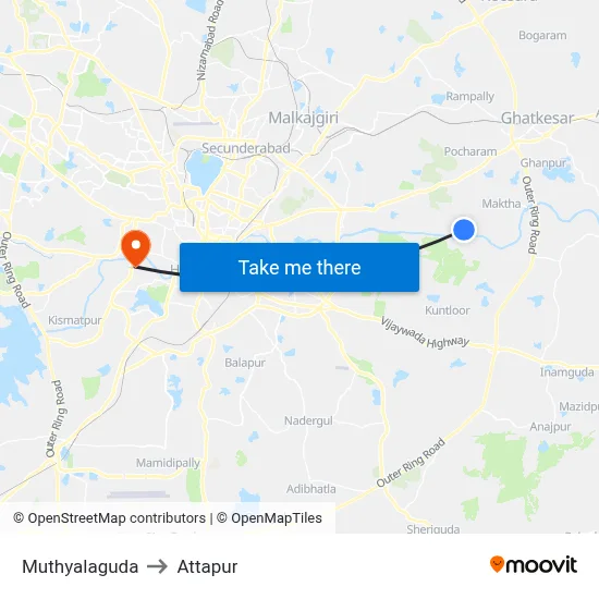 Muthyalaguda to Attapur map