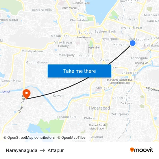 Narayanaguda to Attapur map