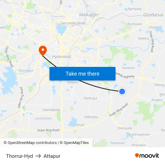 Thorrur-Hyd to Attapur map