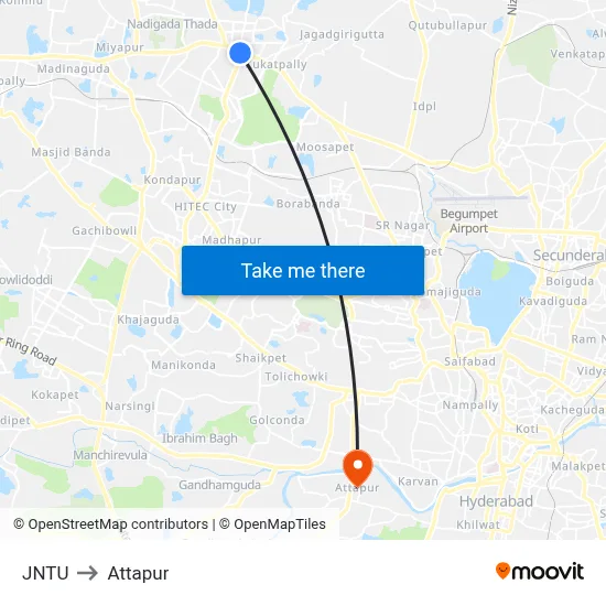 JNTU to Attapur map