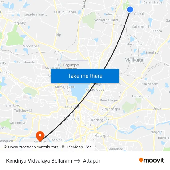 Kendriya Vidyalaya Bollaram to Attapur map