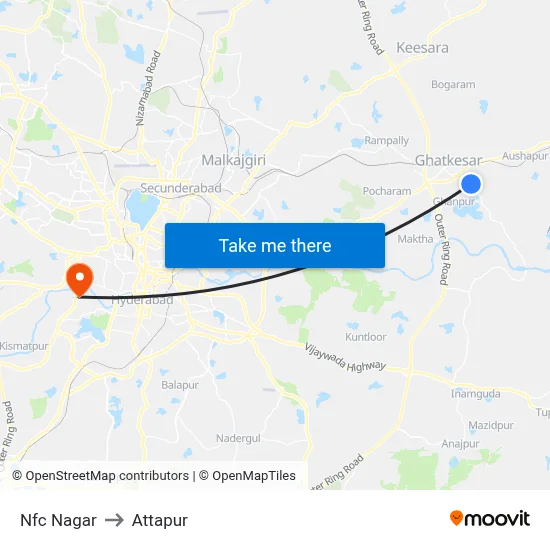 Nfc Nagar to Attapur map