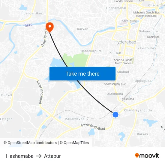 Hashamaba to Attapur map