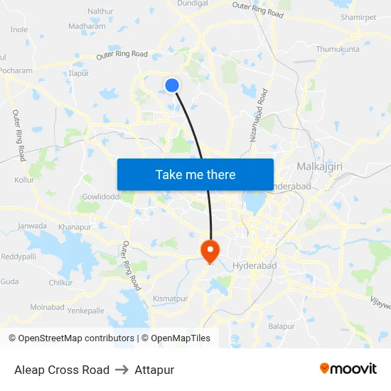 Aleap Cross Road to Attapur map
