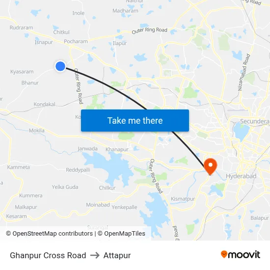 Ghanpur Cross Road to Attapur map