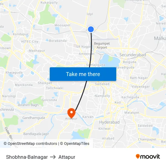 Shobhna-Balnagar to Attapur map