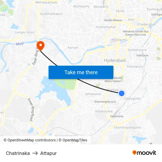 Chatrinaka to Attapur map