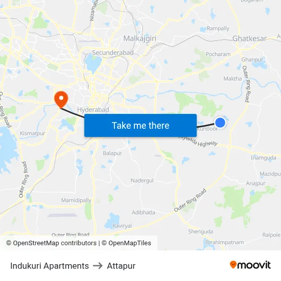 Indukuri Apartments to Attapur map