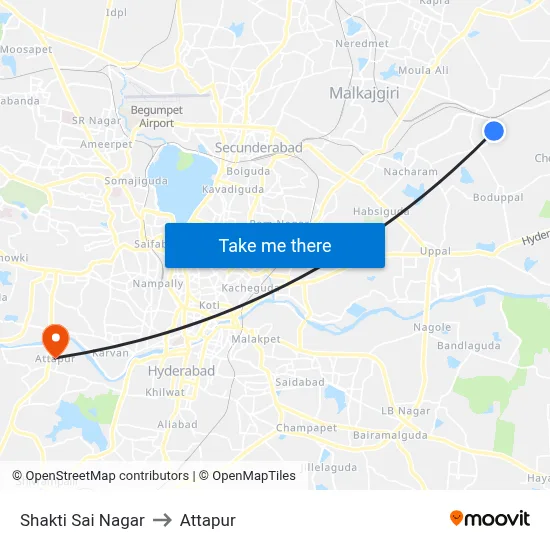Shakti Sai Nagar to Attapur map