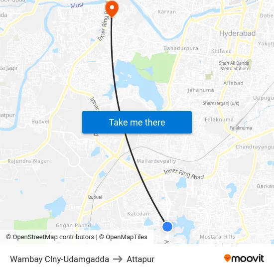 Wambay Clny-Udamgadda to Attapur map