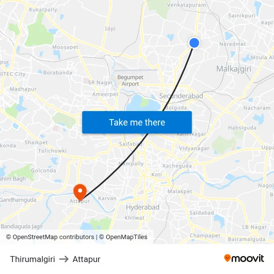 Thirumalgiri to Attapur map