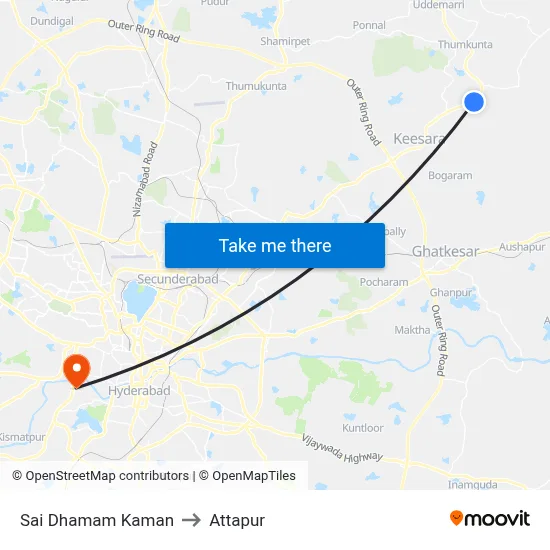 Sai Dhamam Kaman to Attapur map