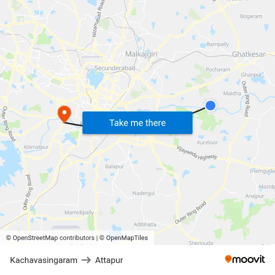 Kachavasingaram to Attapur map