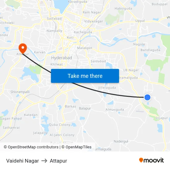 Vaidehi Nagar to Attapur map