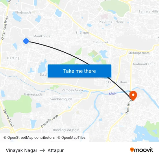 Vinayak Nagar to Attapur map