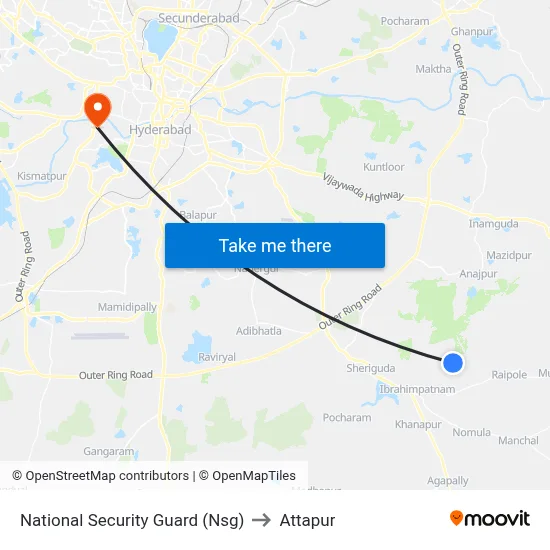 National Security Guard (Nsg) to Attapur map