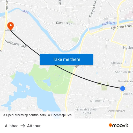 Aliabad to Attapur map