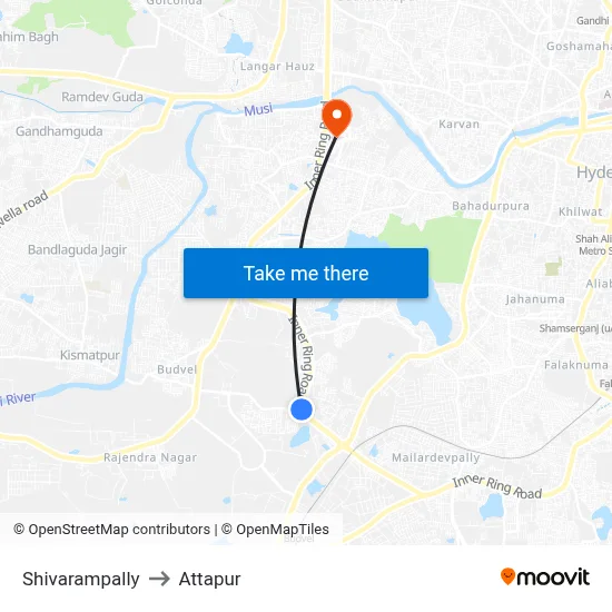Shivarampally to Attapur map