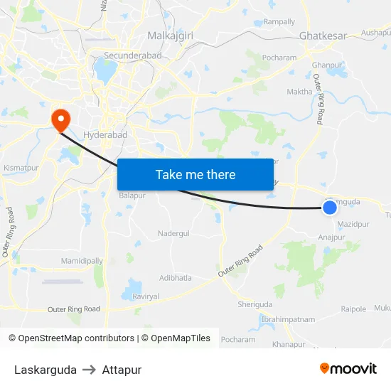 Laskarguda to Attapur map