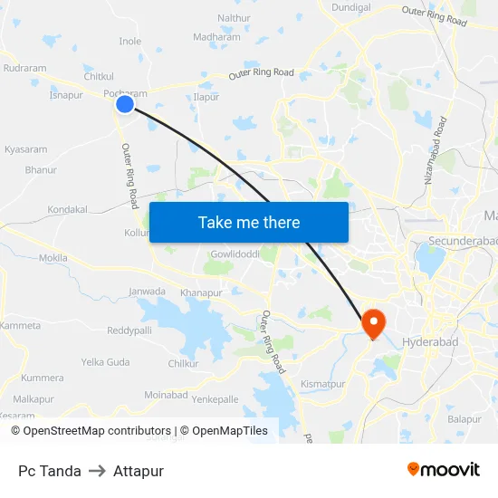 Pc Tanda to Attapur map