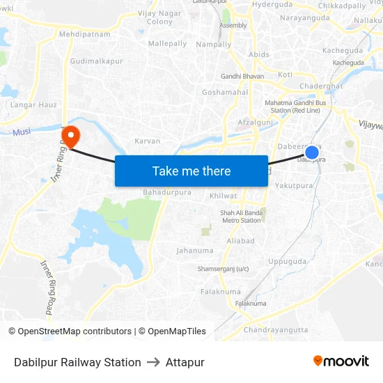 Dabilpur Railway Station to Attapur map