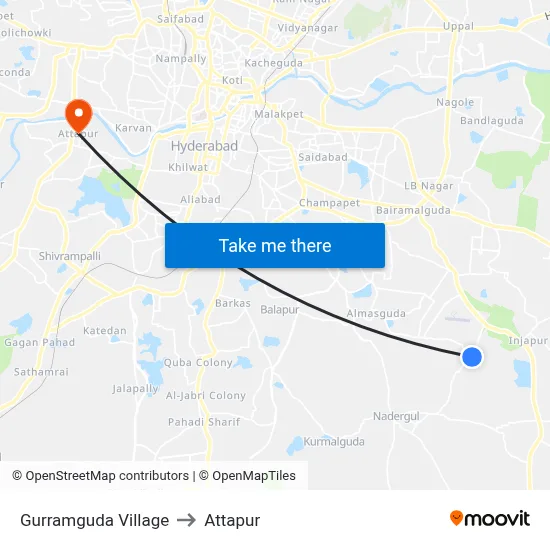 Gurramguda Village to Attapur map