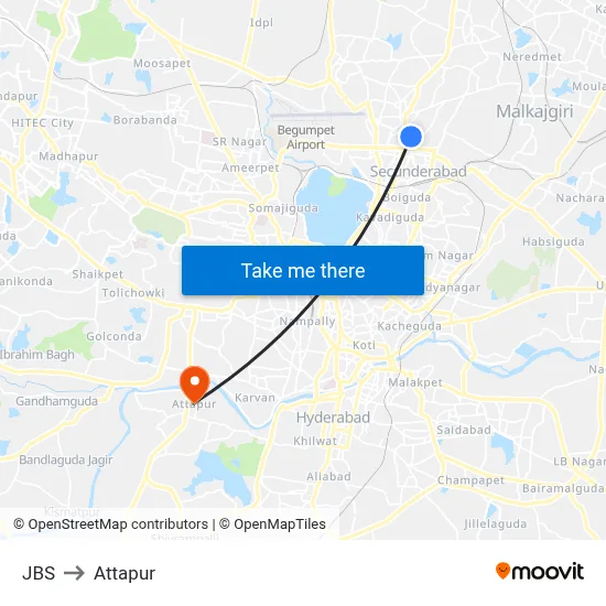 JBS to Attapur map