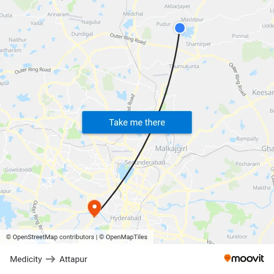 Medicity to Attapur map