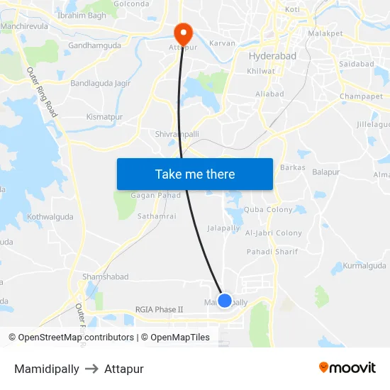 Mamidipally to Attapur map