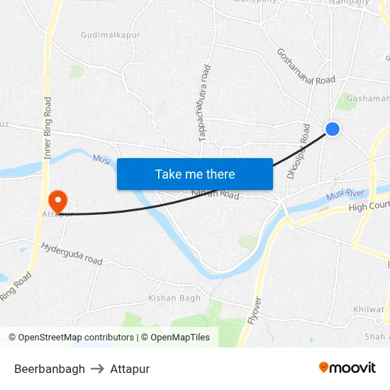 Beerbanbagh to Attapur map
