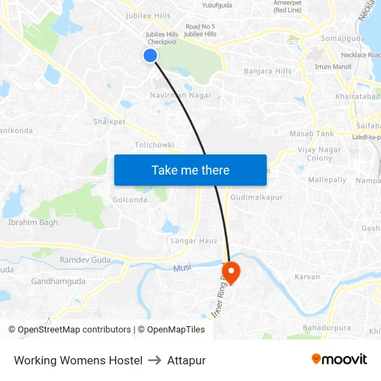 Working Womens Hostel to Attapur map