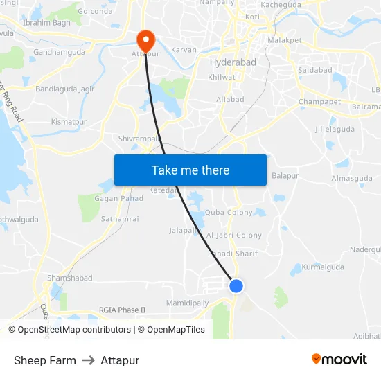 Sheep Farm to Attapur map
