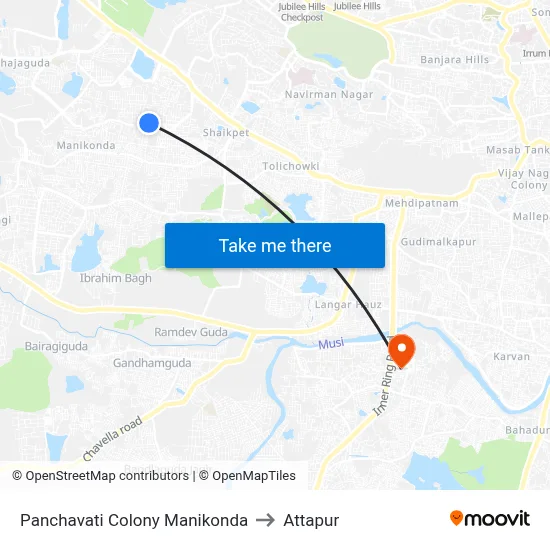 Panchavati Colony  Manikonda to Attapur map