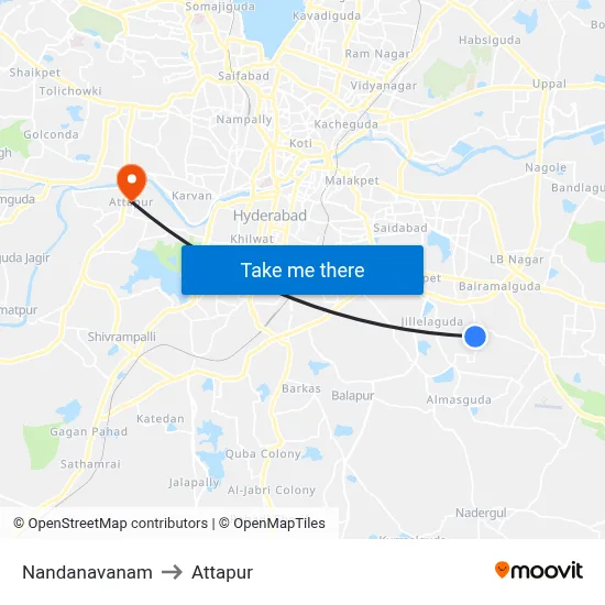 Nandanavanam to Attapur map