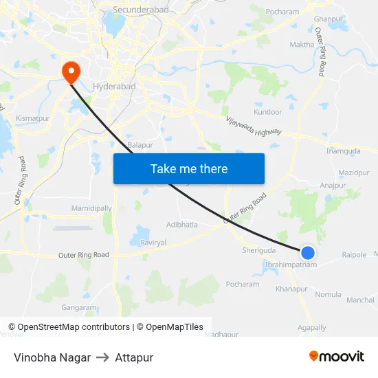 Vinobha Nagar to Attapur map