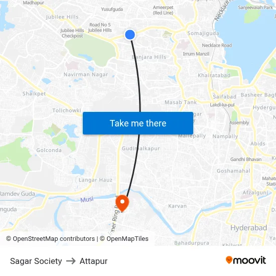 Sagar Society to Attapur map