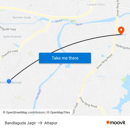 Bandlaguda Jagir to Attapur map