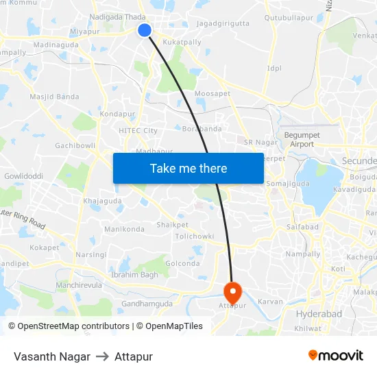Vasanth Nagar to Attapur map