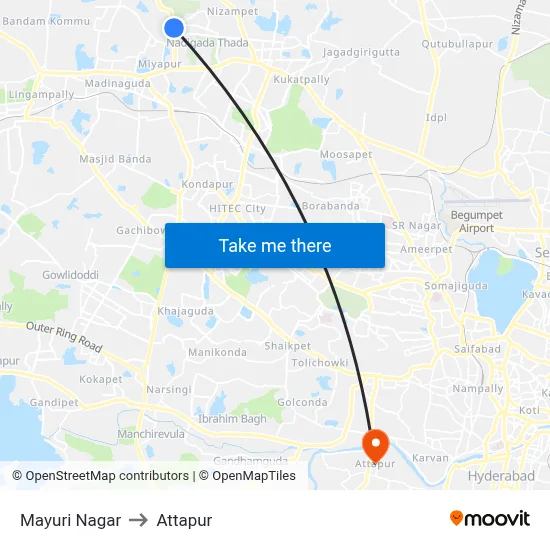 Mayuri Nagar to Attapur map