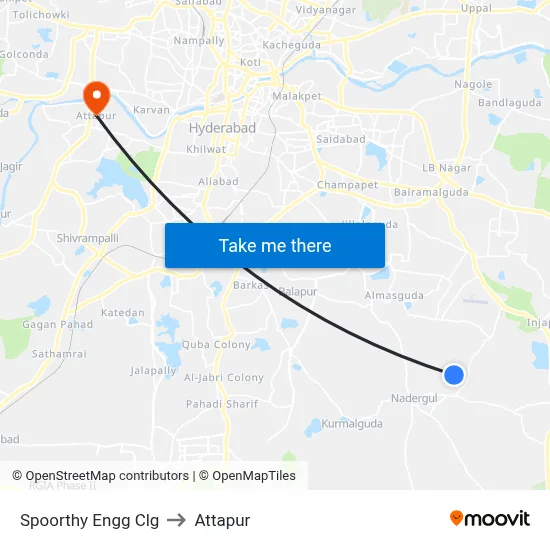Spoorthy Engg Clg to Attapur map