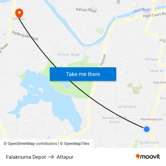 Falaknuma Depot to Attapur map
